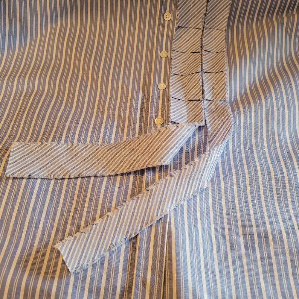 Alara Blue Striped Button Down Long Sleeve Shirt - Picture 11 of 12